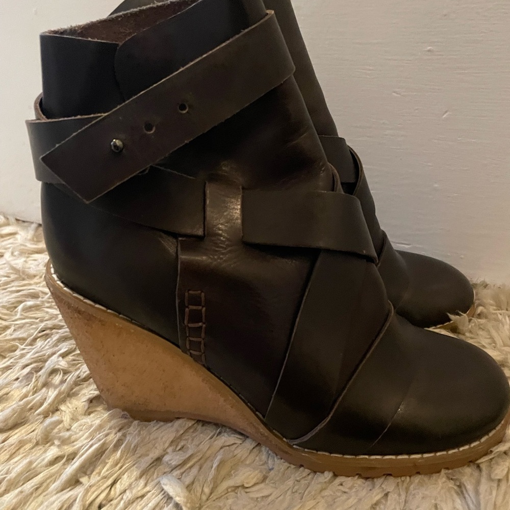 See By Chloe Brown Wedge Boots